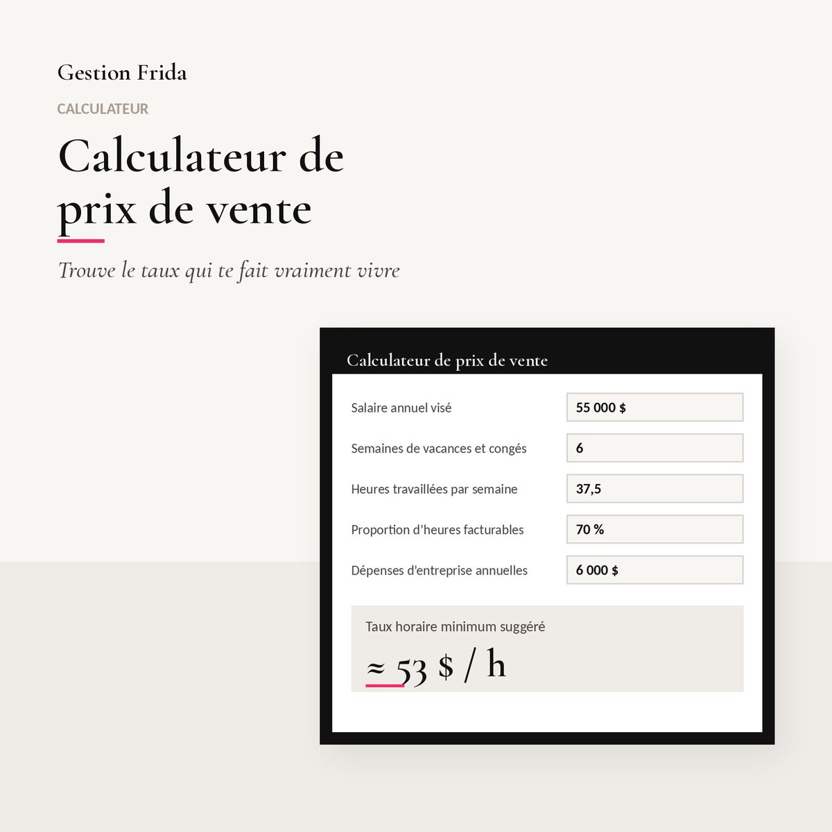 Calculateur de prix de vente